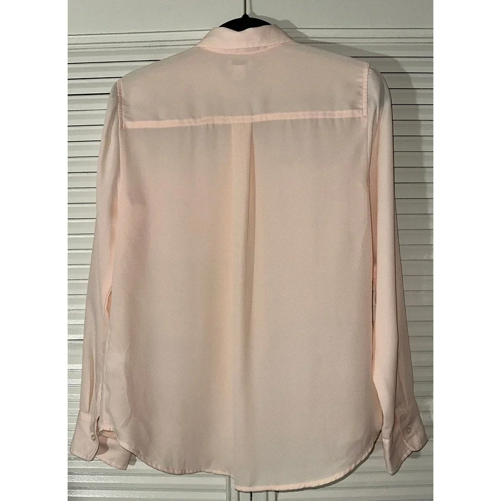 J.Crew Women's Sheer Long‎ Sleeve Button Down Shirt Size 8